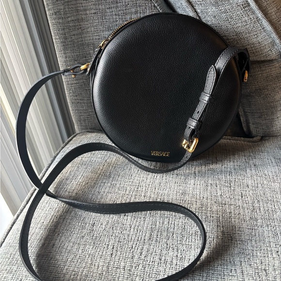 Versace Circular Black Crossbody Bag with Gold Medusa - Picture 3 of 7